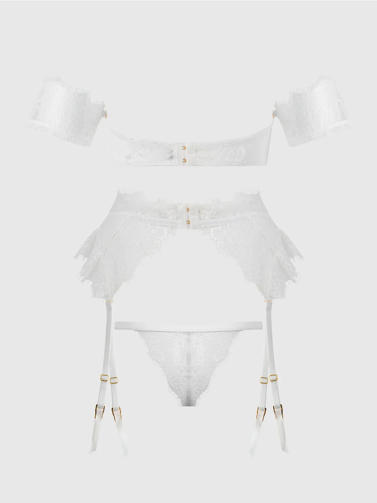 Bridal Satin & Lace Strapless Bra, Garter Belt & Tanga Set - Image 9