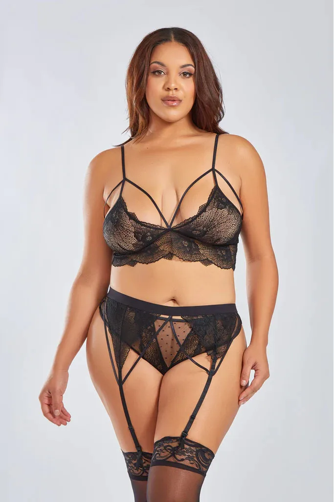 Everly Caged Lace Bralette 3 piece Set - Image 4
