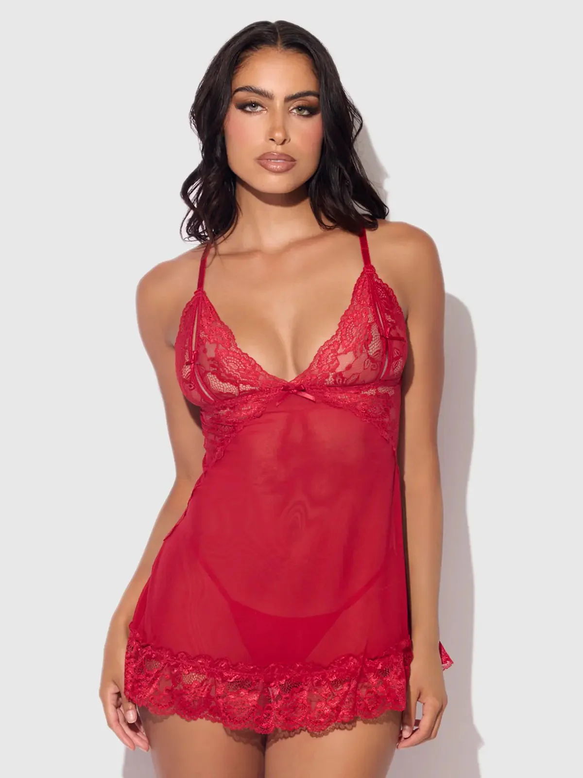 Harlow Lace & Mesh Babydoll & G-String Set - Image 6
