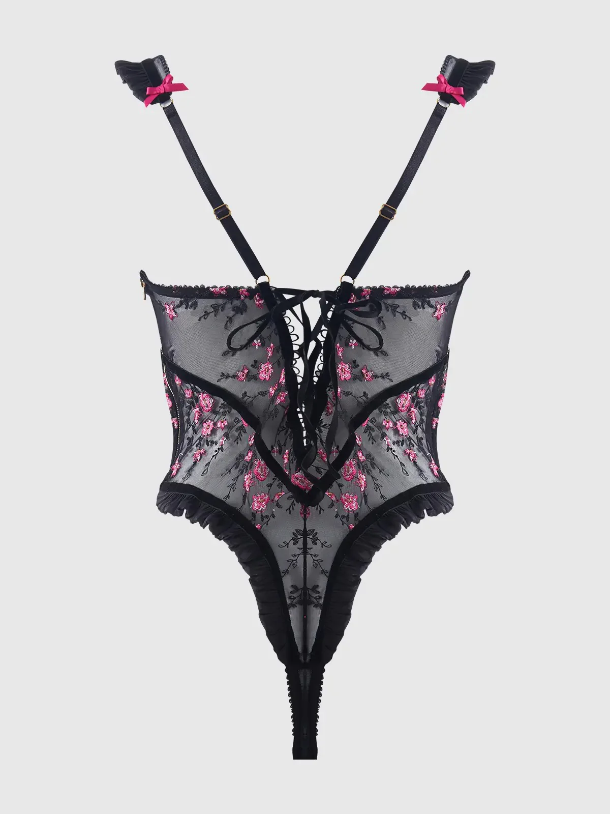 Harper Embroidered Mesh & Ruffle Teddy - Image 3
